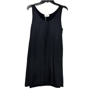 Ginia Women's Sz‎ 10/M Washable Black Silk Satin Mini Dress Nightgown Sleepwear